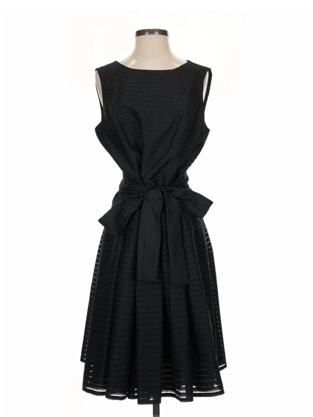 Tommy Hilfiger Sleeveless Black Midi Fit & Flare Dress with Sash